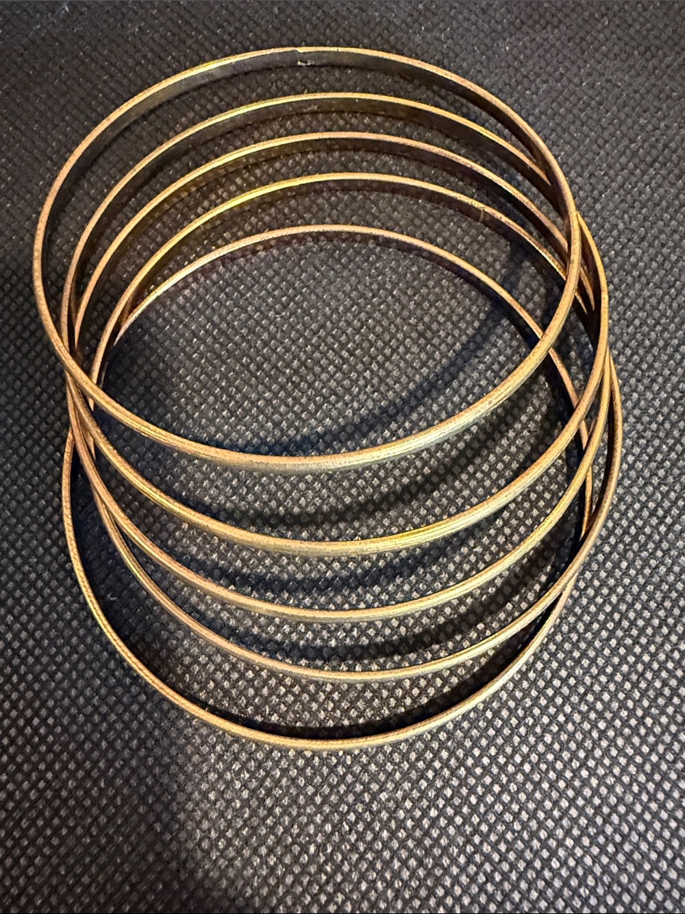 Gold Tone Thin Stackable Bangles - Set of 7